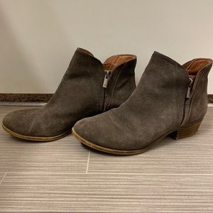 Lucky Brand Grey Zip Up Leather Ankle Booties